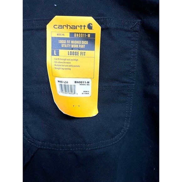 Carhartt Mens Black Duck Work Dungaree Loose Original Fit Denim Pants 40x34 New - Picture 7 of 8